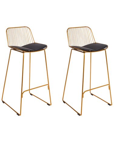 Lot de 2 chaises de bar PENSACOLA Métal Doré