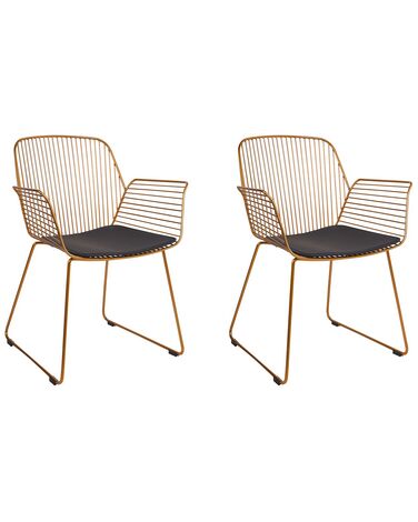 Lot de 2 chaises de salle à manger APPLETON Métal Doré
