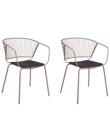 Lot de 2 chaises de salle à manger RIGBY Métal Beige