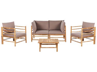 Loungeset met tafel 4-zits CERRETO Bamboe Taupe