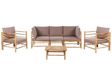Loungeset met tafel 5-zits CERRETO Bamboe Taupe