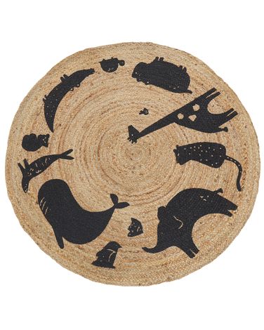 Kids Rug EARTH Beige ø 120 cm Jute