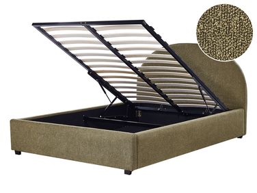 Lit ottoman Bouclé VAUCLUSE 140 x 200 cm Vert olive