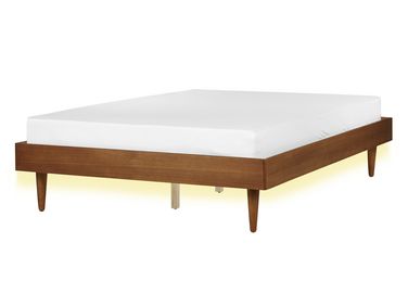 Lit avec LED TOUCY 140 x 200 cm Frêne marron