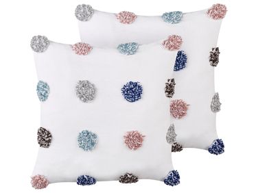 Lot de 2 coussins décoratifs BRACKEN Coton 45 x 45 cm Blanc