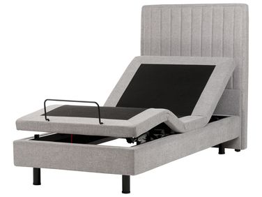 Lit réglable Tissu CASTELLAN 90 x 200 cm Gris clair