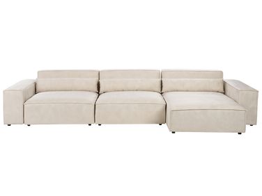 Modulaire hoekbank 4-zits HELLNAR Fluweel Lichtbeige linkszijdig