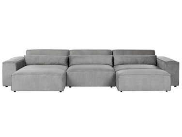 Modular Corner Sofa 5 Seater HELLNAR Fabric Grey with Ottoman Right Hand
