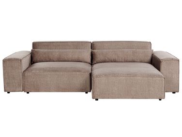 Modular Corner Sofa 3 Seater HELLNAR Fabric Light Brown Left Hand