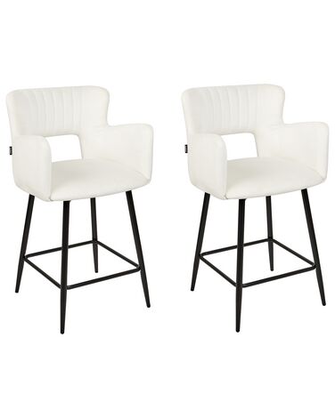 Lot de 2 chaises de bar SANILAC Velours Blanc