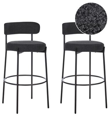 Lot de 2 chaises de bar ALLISON Bouclé Noir