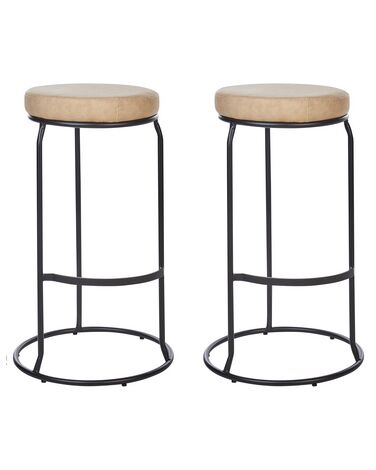 Lot de 2 tabourets de bar MILROY Cuir PU Beige