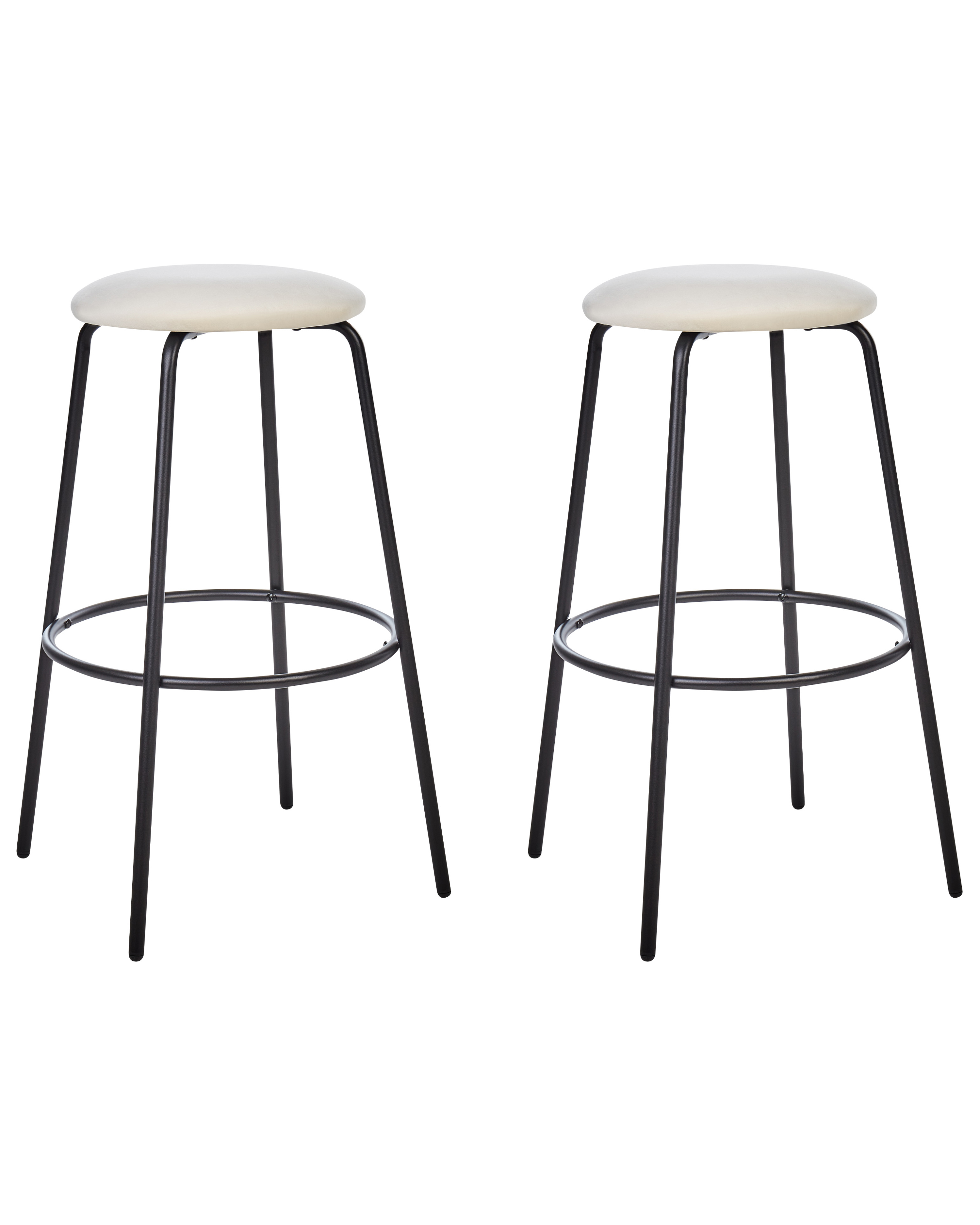 Lot de 2 chaises de bar MORTON Velours Blanc cassé