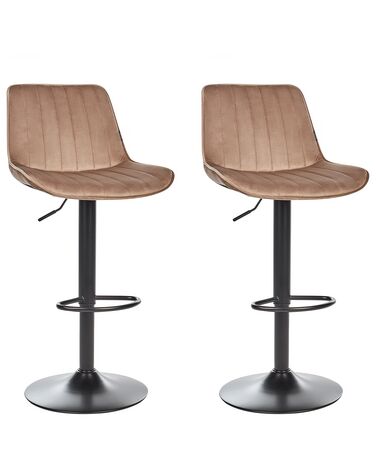 Lot de 2 chaises de bar DUBROVNIK Velours Marron clair
