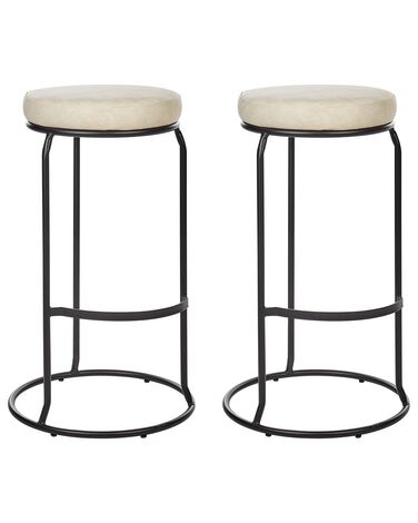 Lot de 2 tabourets de bar MILROY Cuir PU Beige clair