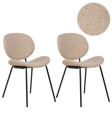 Lot de 2 chaises de salle à manger LUANA Bouclé Taupe