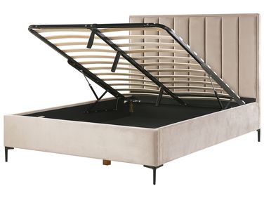 Lit ottoman Velours SEZANNE 160 x 200 cm Taupe