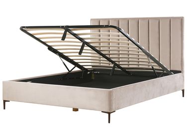 Lit ottoman Velours SEZANNE 180 x 200 cm Taupe