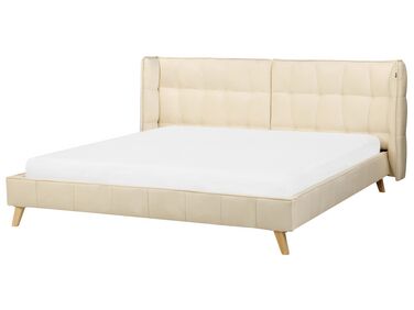 Lit avec sommier Velours SENLIS 180 x 200 cm Beige