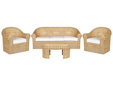 Loungeset met tafel 5-zits LIVADEIA Rotan Natuurlijk