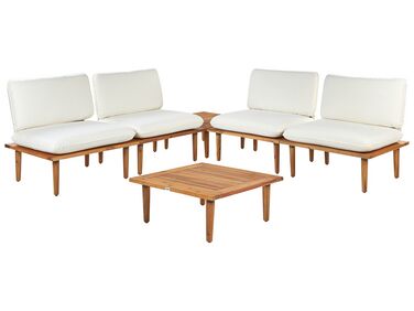 Loungeset met tafel 4-zits FRASCATI modulair Gecertificeerd acaciahout Gebroken wit