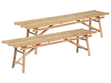 Lot de 2 bancs de jardin TINDARI 180 cm Bambou Marron clair