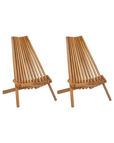 Lot de 2 chaises de jardin BELLANO Acacia Marron