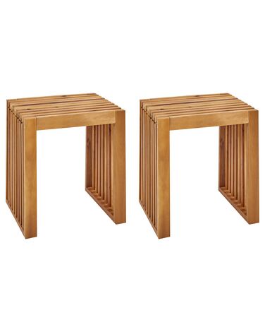 Lot de 2 tabourets de jardin BELLANO Acacia Marron