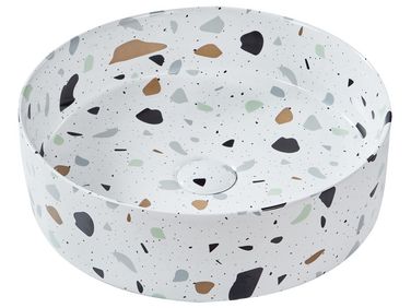 Vasque à poser NULES ⌀ 40 cm Céramique Terrazzo blanc