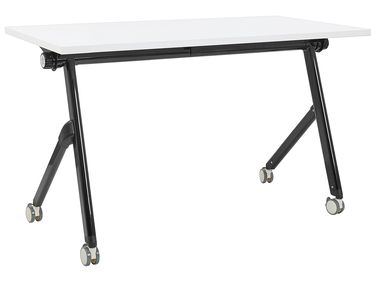 Foldable Office Desk BENDI White 120 cm 60 cm with Wheels