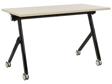 Foldable Office Desk BENDI Light Brown 120 cm 60 cm with Wheels
