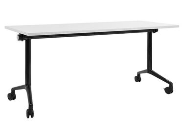 Foldable Office Desk CAVI White 160 cm 60 cm with Wheels