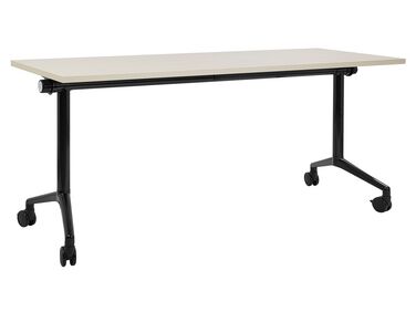 Foldable Office Desk CAVI Light Brown 160 cm 60 cm with Wheels