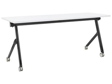 Foldable Office Desk BENDI White 180 cm 60 cm with Wheels