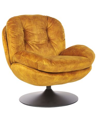 Fauteuil pivotant NOLVIK Velours Moutarde