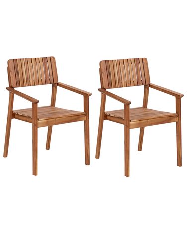 Set of 2 Garden Chairs AGELLO Acacia Wood Brown
