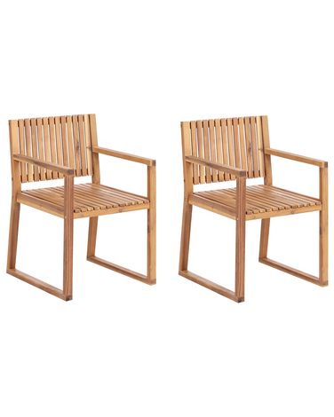 Lot de 2 chaises de jardin SASSARI II Bois d'acacia certifié Marron clair