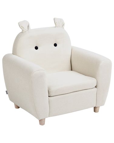 Kids Armchair Hippo MARIBO Fabric Off-White