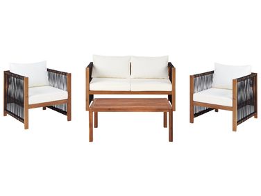 Loungeset met tafel 4-zits ANTRIA Acaciahout Zwart
