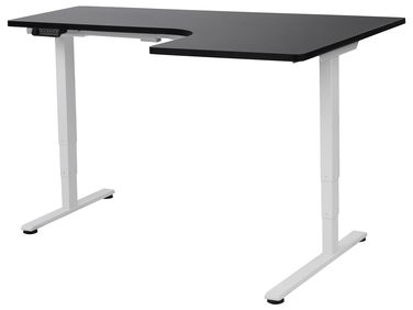 Elektrisch verstelbaar hoekbureau DESTINES Zwart/wit 160 cm 109 cm rechtszijdig