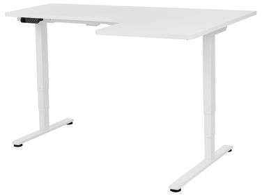 Elektrisch verstelbaar hoekbureau DESTINES Wit 160 cm 109 cm rechtszijdig