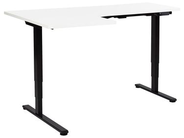 Elektrisch verstelbaar hoekbureau DESTINES Wit/zwart 160 cm 109 cm linkszijdig