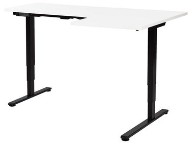 Elektrisch verstelbaar hoekbureau DESTINES Wit/zwart 160 cm 109 cm rechtszijdig