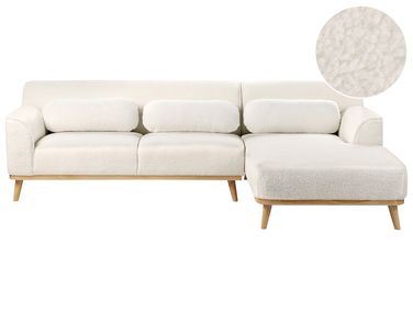 Corner Sofa 3 Seater SIMOS Boucle White Left Hand