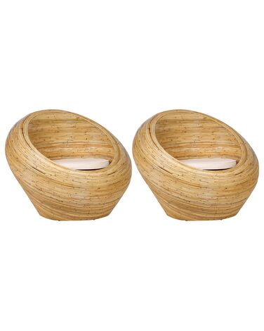 Ensemble de 2 fauteuils de jardin MAIORI Rotin Naturel