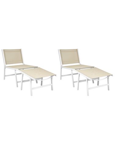 Lot de 2 chaises de jardin MARCEDDI Métal Blanc/beige