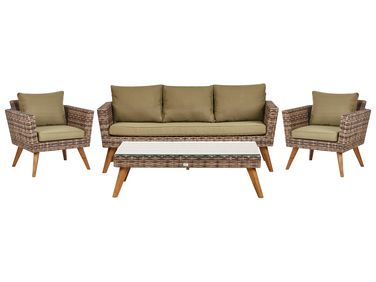 Ensemble de salon de jardin avec table 5 places VITTORIA XL Polyrotin Vert olive
