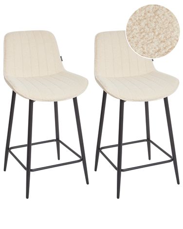 Lot de 2 chaises de bar DUBROVNIK Bouclé Beige clair