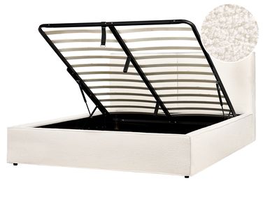 Lit ottoman Bouclé MOISSAC 160 x 200 cm Blanc cassé