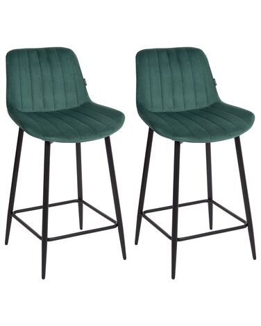 Lot de 2 chaises de bar DUBROVNIK Velours Vert émeraude